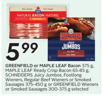 Sobeys GREENFIELD or MAPLE LEAF Bacon offer