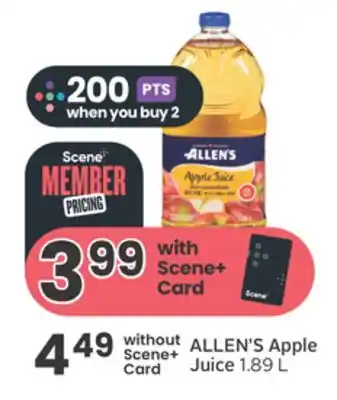 Sobeys ALLEN'S Apple Juice offer