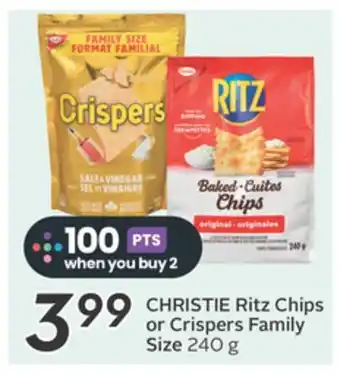Sobeys CHRISTIE Ritz Chips or Crispers Family Size offer