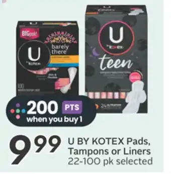 Sobeys U BY KOTEX Pads, Tampons or Liners offer