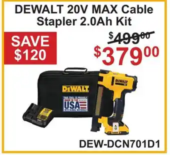 Atlas Tools & Machinery DEWALT 20V MAX Cable Stapler 2.0Ah Kit offer