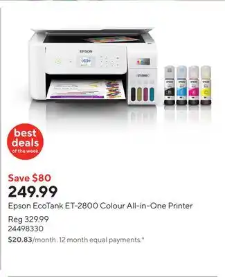 Staples Epson EcoTank ET-2800 Colour All-in-One Printer offer