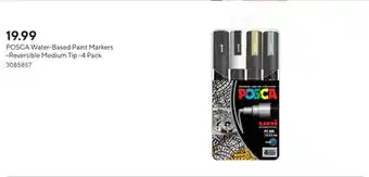 Staples POSCA Water-Based Paint Markers -Reversible Medium Tip -4 Pack offer