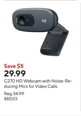 Staples C270 HD Webcam with Noise-Reducing Mics for Video Calls offer