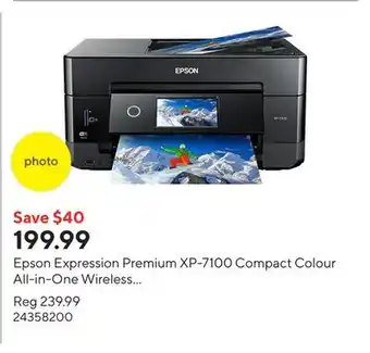 Staples Epson Expression Premium XP-7100 Compact Colour All-in-One Wireless Inkjet Printer offer