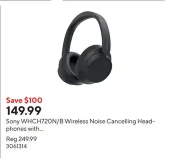 Staples Sony WHCH720N/B Wireless Noise Cancelling Headphones with Microphone - Black offer