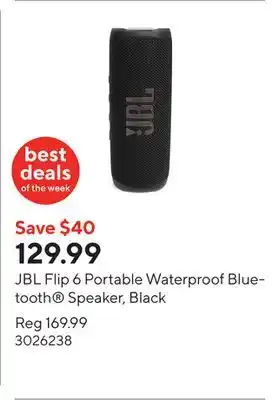 Staples JBL Flip 6 Portable Waterproof Bluetooth Speaker, Black offer