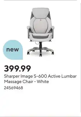 Staples Sharper Image S-600 Active Lumbar Massage Chair - White offer