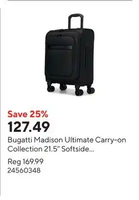 Staples Bugatti Madison Ultimate Carry-on Collection 21.5 Softside Carry-on Luggage Includes Bonus Laundry bag inside- Black offer