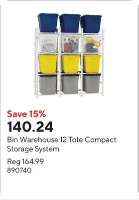 Staples Bin Warehouse 12 Tote Compact Storage System offer