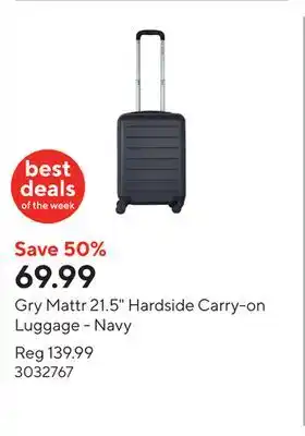 Staples Gry Mattr 21.5 Hardside Carry-on Luggage - Navy offer
