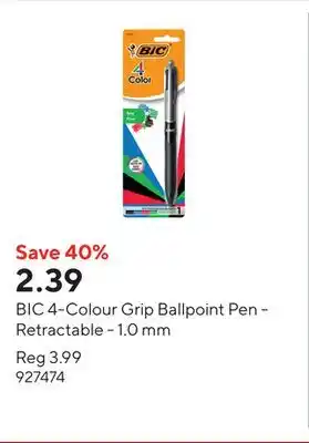 Staples BIC 4-Colour Grip Ballpoint Pen - Retractable - 1.0 mm offer