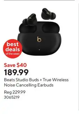 Staples Beats Studio Buds + True Wireless Noise Cancelling Earbuds offer