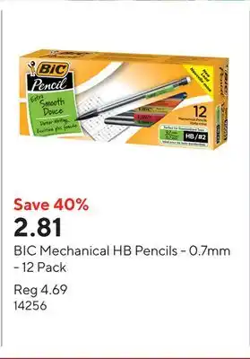Staples BIC Mechanical HB Pencils - 0.7mm - 12 Pack offer