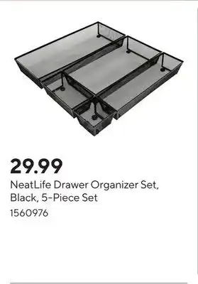 Staples NeatLife Drawer Organizer Set, Black, 5-Piece Set offer