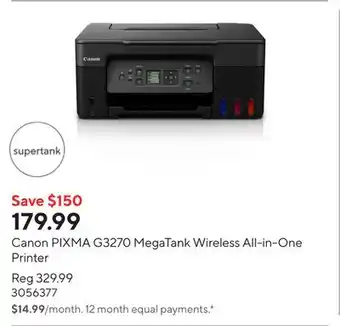 Staples Canon PIXMA G3270 MegaTank Wireless All-in-One Printer offer