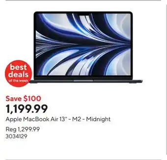 Staples Apple MacBook Air 13 - M2 - Midnight offer