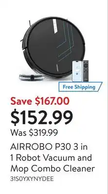 Walmart AIRROBO P30 3 in 1 Robot Vacuum and Mop Combo Cleaner offer