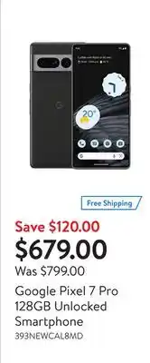 Walmart Google Pixel 7 Pro 128GB Unlocked Smartphone offer
