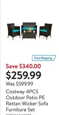 Walmart Costway 4PCS Outdoor Patio PE Rattan Wicker Sofa Furniture Set offer