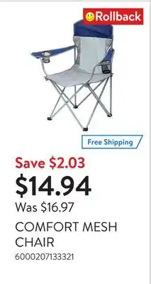 Walmart COMFORT MESH CHAIR offer