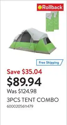 Walmart 3PCS TENT COMBO offer
