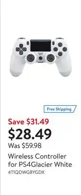 Walmart Wireless Controller for PS4Glacier White offer