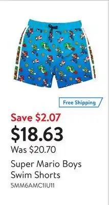 Walmart Super Mario Boys Swim Shorts offer