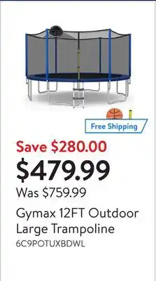 Walmart Gymax 12FT Outdoor Large Trampoline offer
