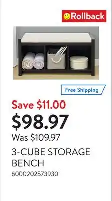 Walmart 3-CUBE STORAGE BENCH offer