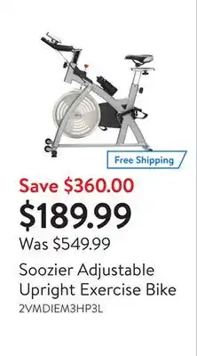 Walmart Soozier Adjustable Upright Exercise Bike offer