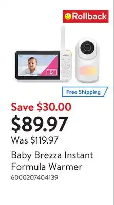 Walmart Baby Brezza Instant Formula Warmer offer