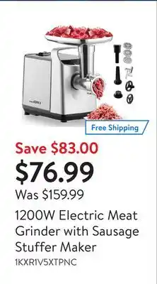 Walmart 1200W Electric Meat Grinder with Sausage Stuffer Maker offer