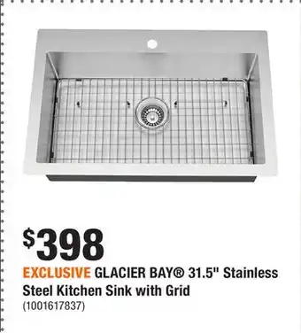 Home Depot EXCLUSIVE GLACIER BAY 31.5 Stainless Steel Kitchen Sink with Grid offer