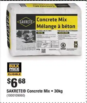 Home Depot SAKRETE Concrete Mix • 30kg offer