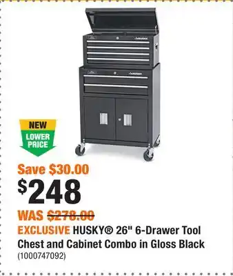 Home Depot EXCLUSIVE HUSKY 26 6-Drawer Tool Chest and Cabinet Combo in Gloss Black offer