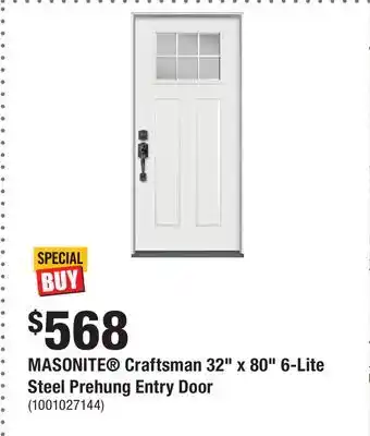 Home Depot MASONITE Craftsman 32 x 80 6-Lite Steel Prehung Entry Door offer