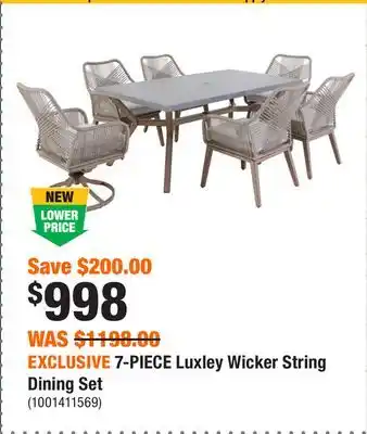 Home Depot EXCLUSIVE 7-PIECE Luxley Wicker String Dining Set offer