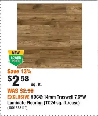 Home Depot EXCLUSIVE HDC 14mm Truswell 7.6W Laminate Flooring (17.24 sq. ft./case) offer