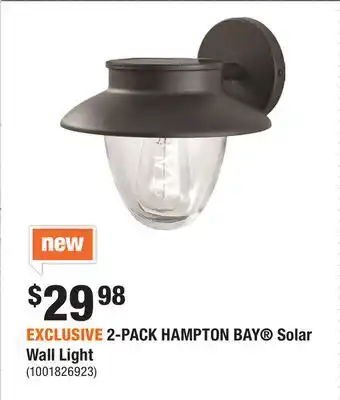 Home Depot EXCLUSIVE 2-PACK HAMPTON BAY Solar Wall Light offer