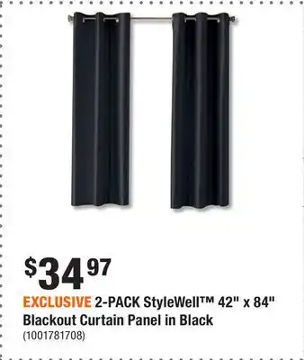 Home Depot EXCLUSIVE 2-PACK StyleWell 42 x 84 Blackout Curtain Panel in Black offer