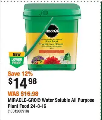 Home Depot MIRACLE-GRO Water Soluble All Purpose Plant Food 24-8-16 offer