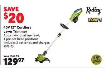 Home Hardware 40V 12 Cordless Lawn Trimmer offer