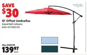 Home Hardware 10' Offset Umbrellas offer