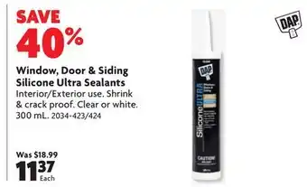 Home Hardware Window, Door & Siding Silicone Ultra Sealants offer