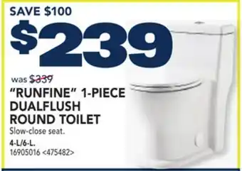 RONA LANDON&CO RUNFINE 1-PIECE DUALFLUSH ROUND TOILET offer