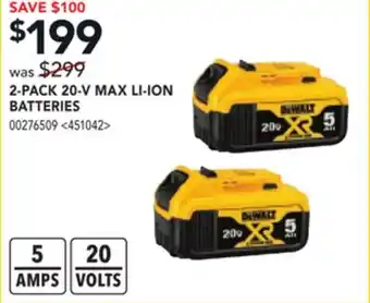 RONA 2-PACK 20-V MAX LI-ION BATTERIES offer