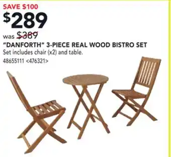 RONA DANFORTH 3-PIECE REAL WOOD BISTRO SET offer