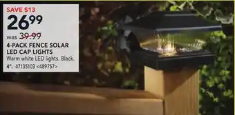RONA 4 4-PACK FENCE SOLAR LED CAP LIGHTS offer