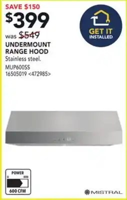 RONA UNDERMOUNT RANGE HOOD offer